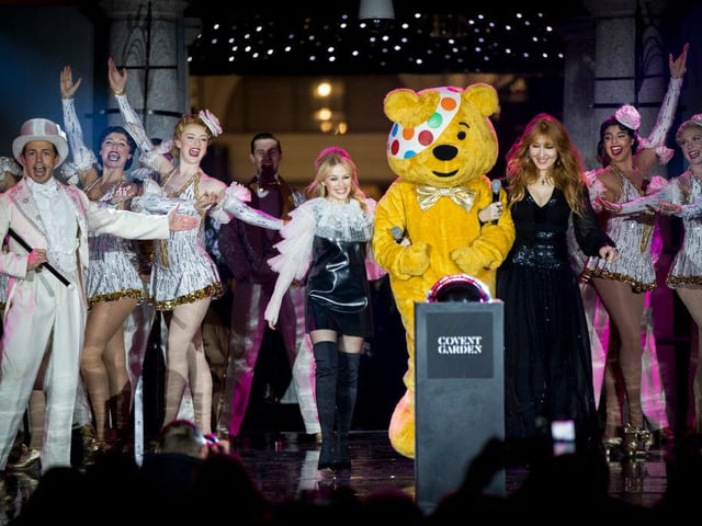 The bear also met Kylie Minogue and Charlotte Tilbury at the BBC Children in Need's Pudsey Bear Christmas lights switch-on event at Covent Garden in 2017 (Photo: Tristan Fewings/Getty Images)