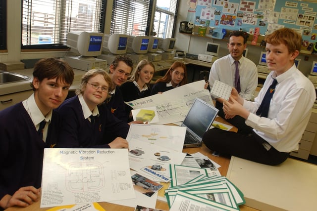 Year 10 students are pictured on an innovation challenge at Mortimer Comprehensive School in 2004, with teacher James Boyle there to help them. Remember this?