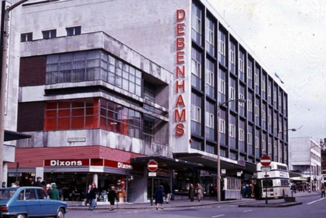 Debenhams and Dixons on The Moor, Sheffield city centre. Date unknown.