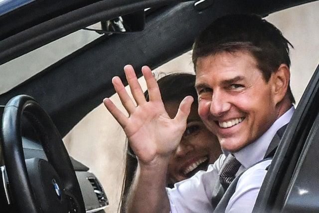 Mr Cruise, pictured in Rome last year, was spotted up north last week. The 58-year-old waved to fans who had gathered to catch a glimpse of the celebrity as he filmed on location on the North Yorkshire Moors Railway. Mr Cruise, who plays action man Ethan Hunt in the hit franchise, was also seen in Pickering and a helicopter associated with the film flew over Scarborough.