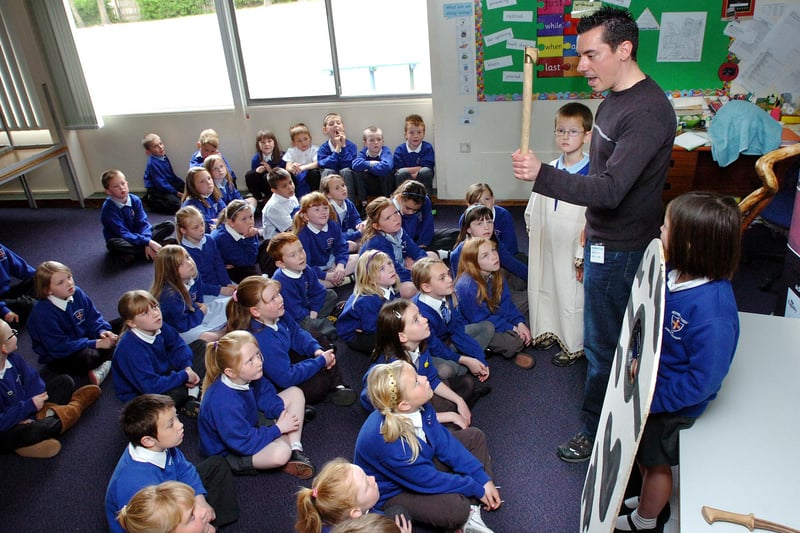 Author and story teller Adam Bushnell certainly got the attention of these pupils at Chester-le-Street Juniors when he came to the school in 2010.