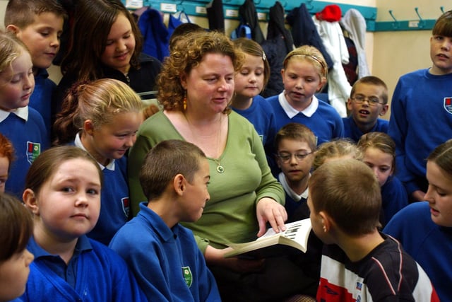 Pupils at Albert Elliott Primary School are pictured enjoying the stories from author Livi Michael during the Northern Children's Book Festival 16 years ago.