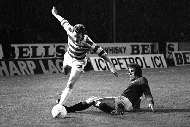11/1/77 - Colin Jackson (right) had the decisive touch in a 1-0 win for Celtic in 1977, the third match of the New Year