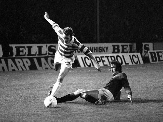 11/1/77 - Colin Jackson (right) had the decisive touch in a 1-0 win for Celtic in 1977, the third match of the New Year