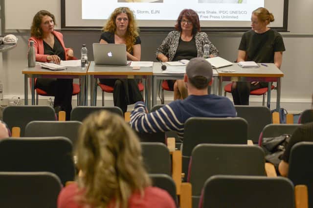 Sheffield Hallam University journalism Summer School
Panel speaking on the issues of women journalists in hostile locations