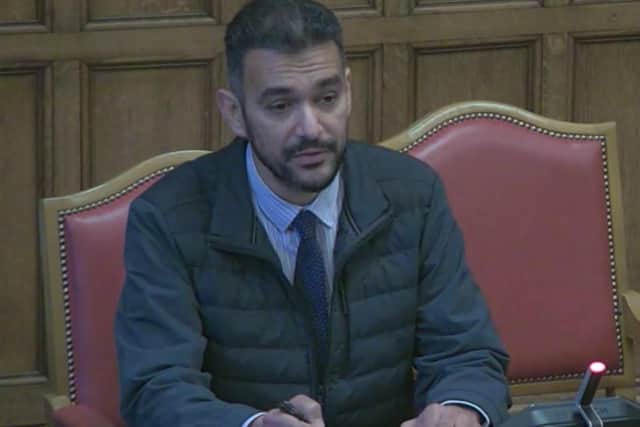 Taoufik Marah, of Andalus Community Centre, Exchange Street, objecting to changes to the Castlegate regeneration scheme at a meeting of Sheffield City Council's transport, regeneration and climate policy committee. He fears the centre will lose its home in the Mudfords Building