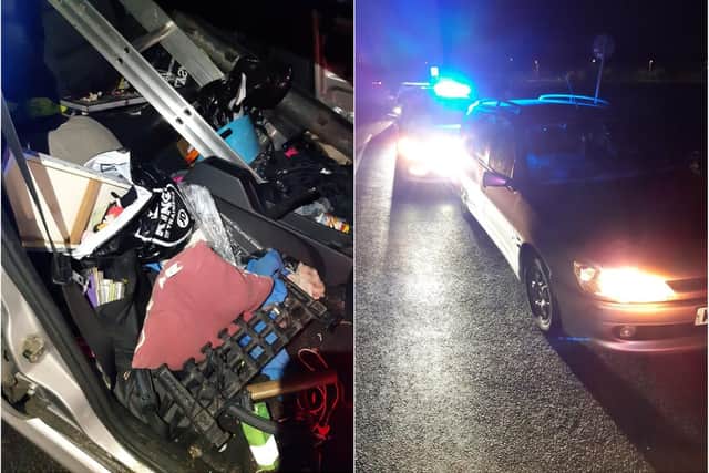 South Yorkshire Police officers caught a motorist driving a car without any seats