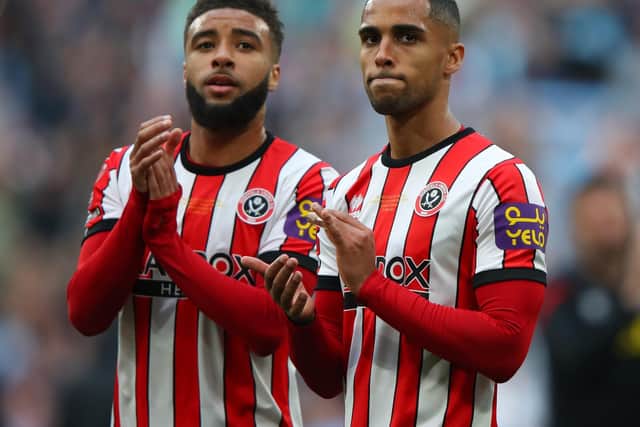 Sheffield United defender Max Lowe (right) with Jayden Bogle: Paul Thomas / Sportimage