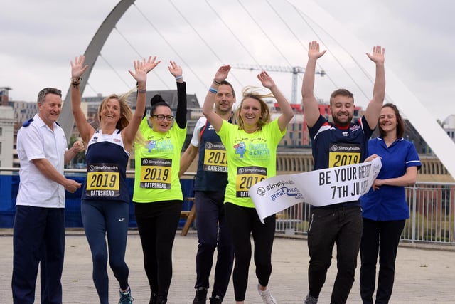 These nurses were tackling the Great North Run last year. They are, from left ,Abdominal Transplant Co-ordinator Peter Robinson Smith, Gill Childs, Sarah Cookson, John Moore, Joanne Nicholson, Ryan Dobinson and Transplant Nurse Specialist Stephanie Dunn.