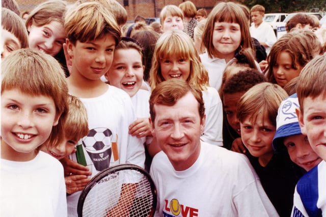 Steve Davis plays tennis at Graves Tennis Centre,
21st July 1995
