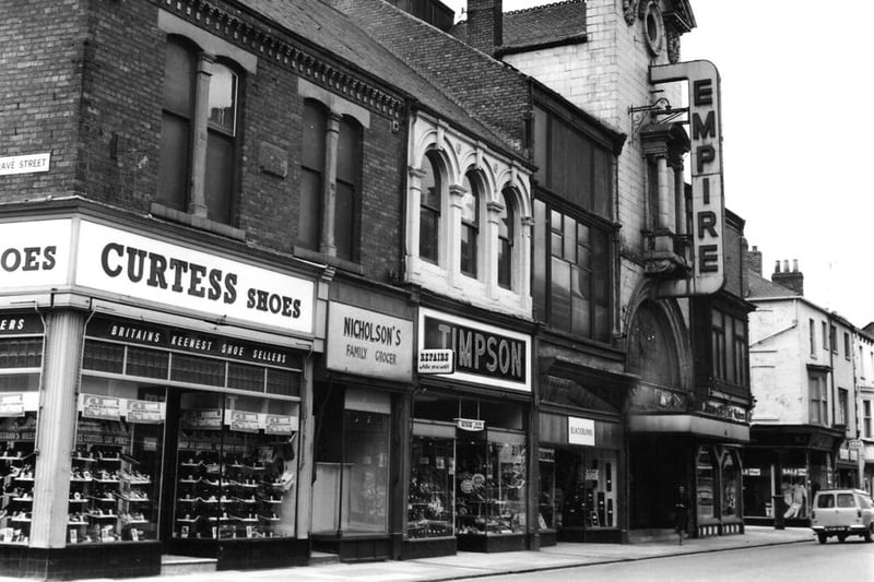 A view of the Empire Theatre in the 1960s, showing Curtess Shoes on the corner of Musgrave Street. Photo: Hartlepool Library Service.