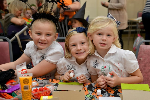 Spooky Make and Bake session at Selston Parish Hall, pictured are from left Jayda Bishton, eight, Bebe Bishton, six and Chloe Bishton, six