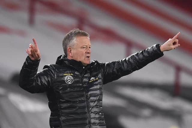 Sheffield United manager Chris Wilder gestures on the touchline during the Premier League match at Bramall Lane, Sheffield: Oli Scarff/PA Wire.