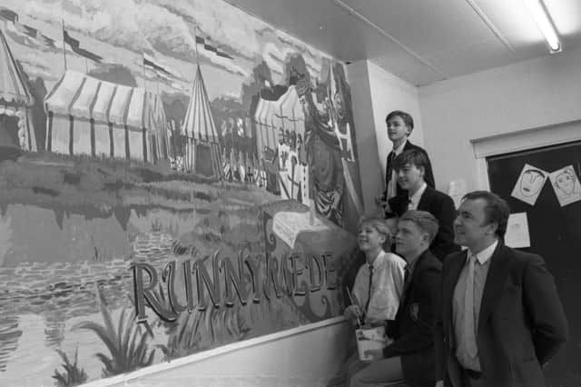 Let's start the day with an art session. At Pennywell School in January 1990,  pupils painted murals to help them with their history lessons. Were you among them?