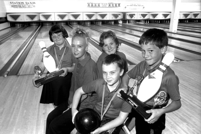 These bowlers from Sunderland Bowl in Newcastle Road were all winners in 1990. They were, left to right: Gaynor Culkin, 9; Joanne Reynolds 16; Nicola Christie 15; Michael Snow 10; and Jamie Christie.  Does this bring back memories.