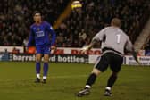 Sheffield United goalkeeper Paddy Kenny watches on helplessly as Manchester United's Cristiano Ronaldo misses from four yards out