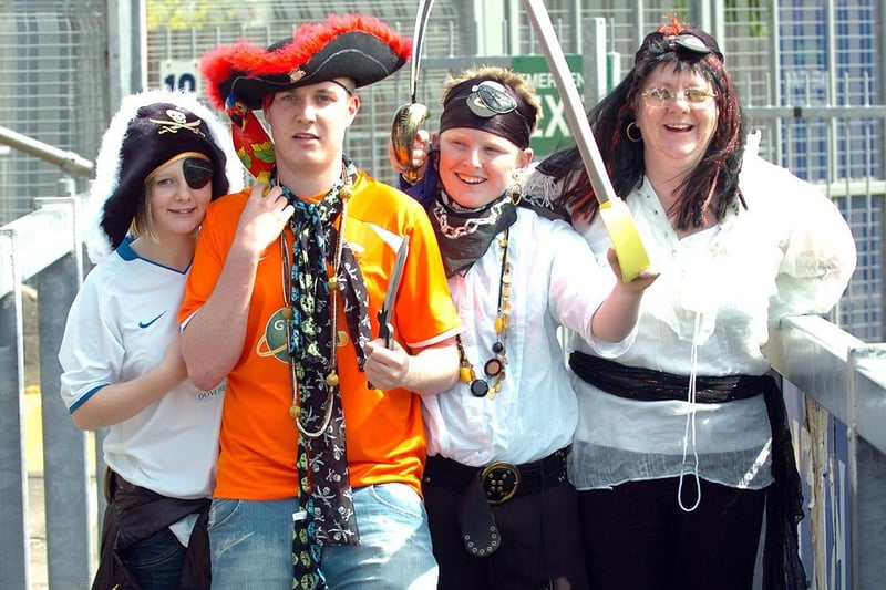 It's the last game of the season in 2009 and these Pools fans were dressed as pirates for the trip to Bristol Rovers. Is there someone you know in the photo?