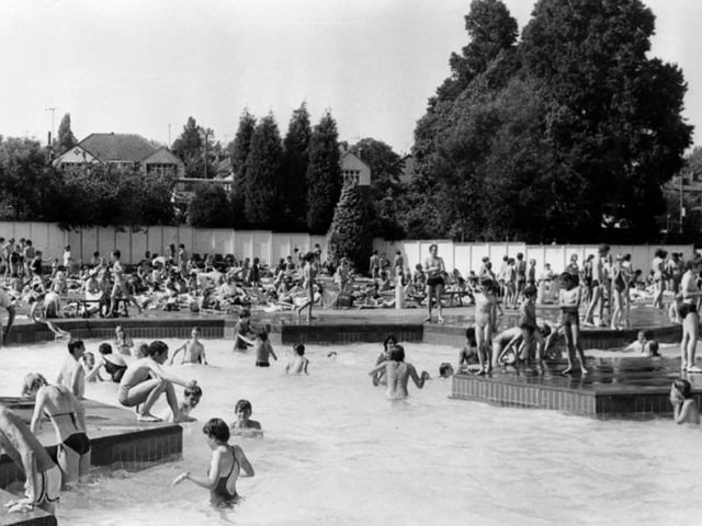 The old Millhouses Lido in Millhouses Park, Abbeydale Road South, Sheffield, in July 1981