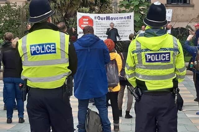 Around 100 anti-lockdown protesters gathered in Sheffield today