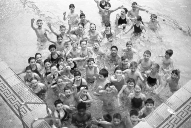 These eager water babies were all taking part in a schools swimming gala at Saul Street Baths