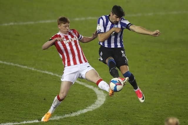 Stoke City's Sam Clucas and Sheffield Wednesday's Callum Paterson battle for possession during the goalless draw between their two sides at Hillsborough in November. Photo: Nick Potts/PA Wire.