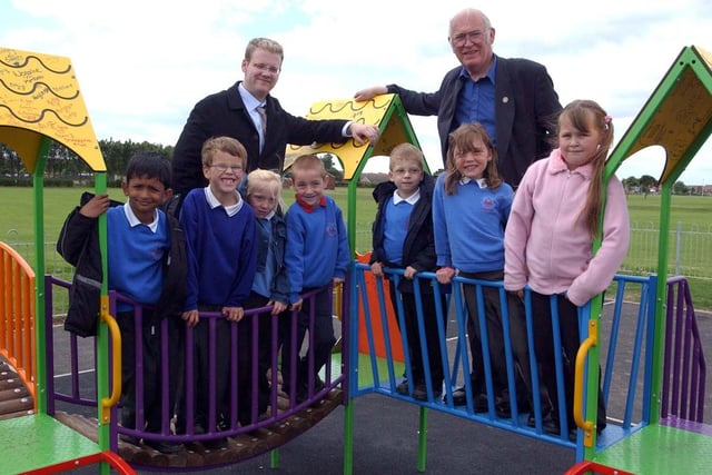 Throston Primary pupils helped with the official unveiling of the new playground at Grayfields in 2003. Are you in the picture?