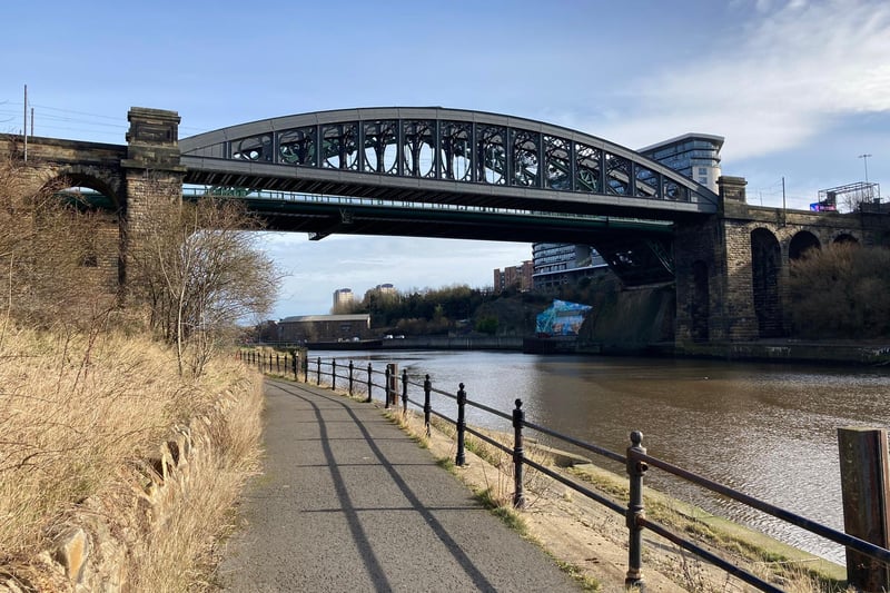 A view of the sister bridges can be seen from this point in the walk, while people can also spot a piece of work by Frank Styles on the south side of the river. The Panns Bank mural honours the city's shipbuilding past.