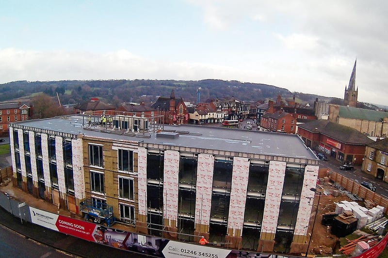 Work on Chesterfield’s new enterprise centre on the Donut site is expected to be complete by the summer.
