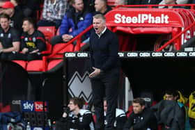 Norwich City manager Dean Smith on the touchline during the Sky Bet Championship match at Bramall Lane, Sheffield: Barrington Coombs/PA Wire.
