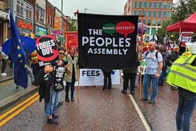The People's Assembly banner on a protest outside the Conservative Party conference in Manchester on Sunday, October 3. Sheffield supporters joined the march. Picture: Les Wray