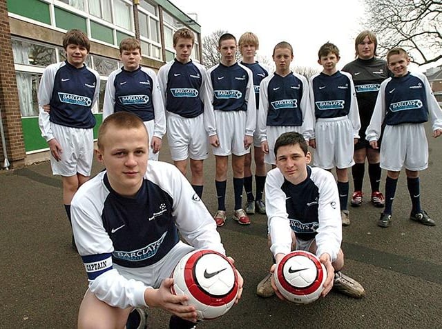 The Bents Green School football team in their new kit. Back row, left to right,  Zack Wilkinson, Carl Mottershaw, Sam Eke, Chris Senior, Tom Stockton, Mathew Raper, Andy Hill, Dale Shelton and Jack Shillitto. Front row, Jason Clarke (captain) and Michael Edyvean (vice captain), on March 15, 2006