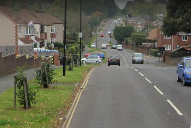 A pedestrian suffered head injuries in a collision with a cyclist on Hollybank Road, near Intake, Sheffield. Picture: Google