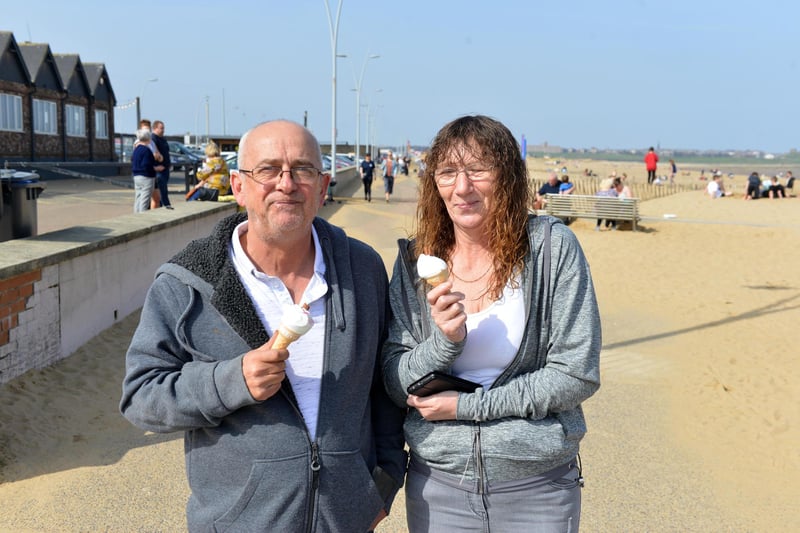You can't beat an ice cream at the beach! Christian Cook and Ann Moore.