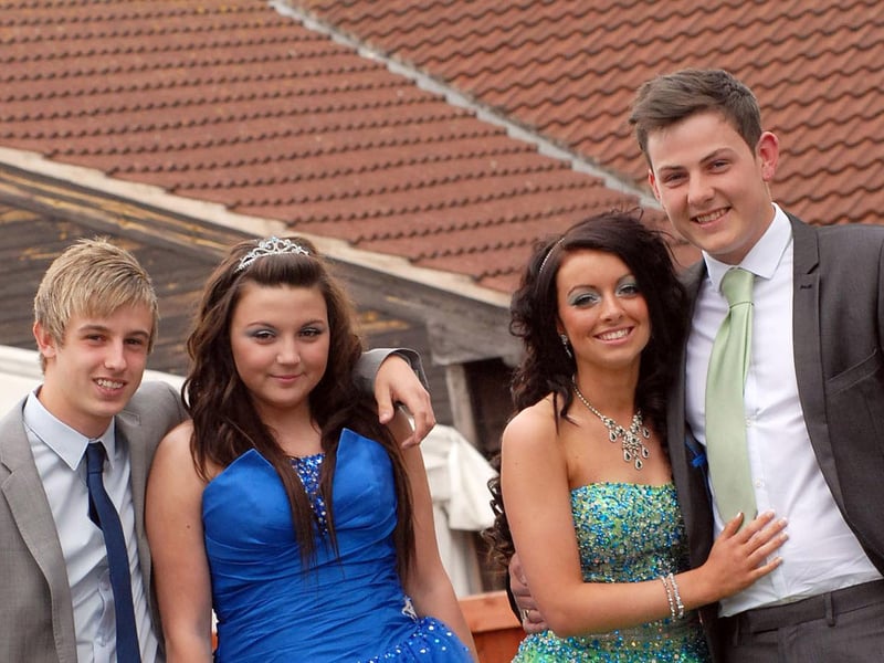 Samworth Church Academy prom at Rufford Park Golf Club in 2011. Pictured are Daniel York, Danielle Porter, Lauren Banner and Jack Dawn.