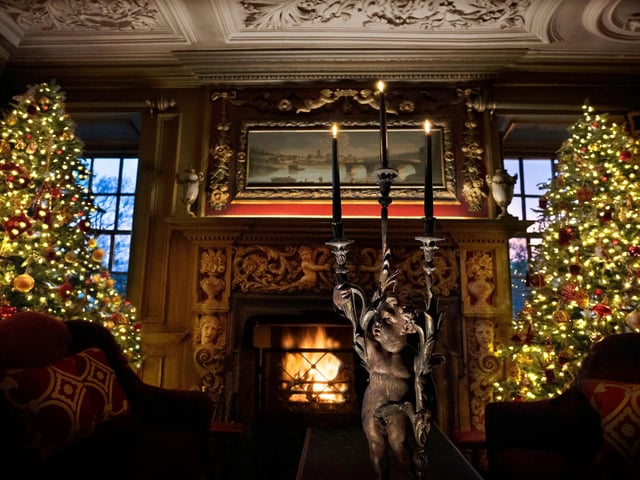 The Tapestry room at Prestonfield House is a cosy, festive retreat not far from Edinburgh city centre.