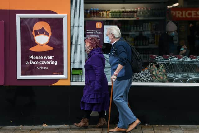 Shoppers wearing a face masks in Sheffield city centre, as South Yorkshire is the latest region to be placed into Tier 3 coronavirus restrictions, which will come into effect on Saturday..
21st October 2020
Picture : Jonathan Gawthorpe