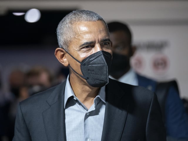 Former US president Barack arrived in Glasgow on Sunday night