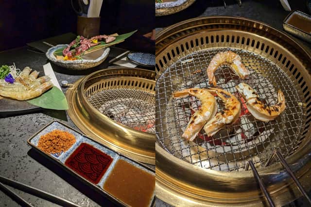 Guyshi BBQ has a brazier of blazing coals at the centre of each table for your to char your food at the table.