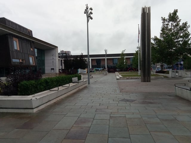 The new cinema under construction at Waterdale, Doncaster, as it appears now, viewed from Sir Nigel Gresley Square