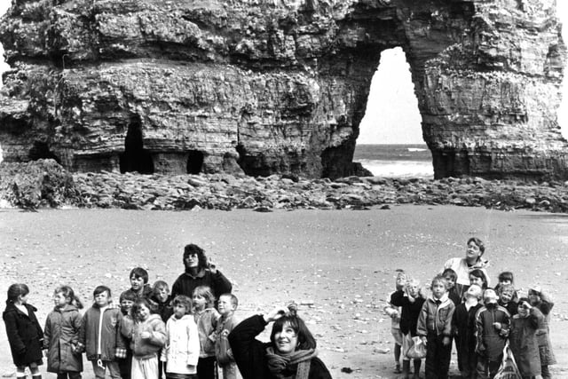 Pupils from Headworthfield Junior School enjoying a field trip to Marsden Bay to study local bird and wildlife. Remember this from 31 years ago?