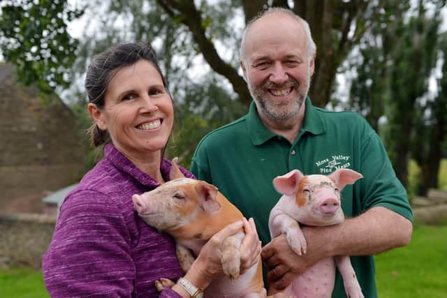 Stephen and Karen Thompson's Povey Farm - which sells pork from pigs bred on-site through its Moss Valley Fine Meats butchery - has been shortlisted for UK Pig Farmer of the Year at the Farmers Weekly Awards. Picture: Brian Eyre.