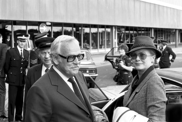 Prince Rainier and Princess Grace of Monaco (formerly film star Grace Kelly) arrive at Edinburgh airport in September 1981.