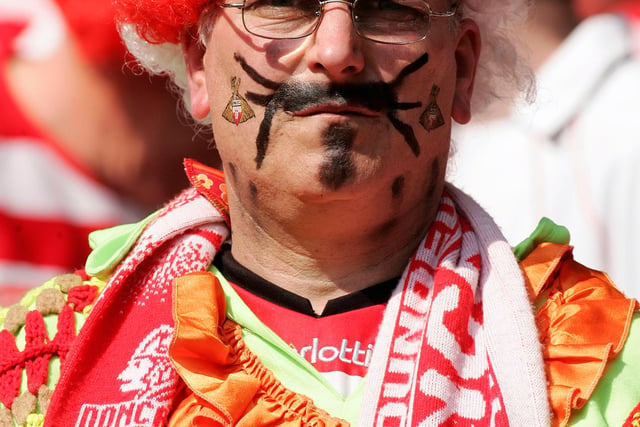 A Doncaster Rovers supporter at the Millennium Stadium in Cardiff for the Johnstone's Paint Trophy final.