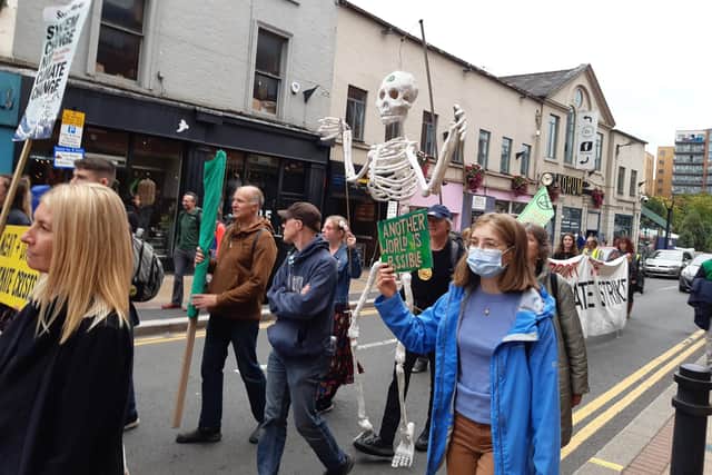 Hazel Bober is heading from Sheffield to Glasgow to join climate protesters at Cop 26. PIctured are protests earlier this year, on Division Street, Sheffield