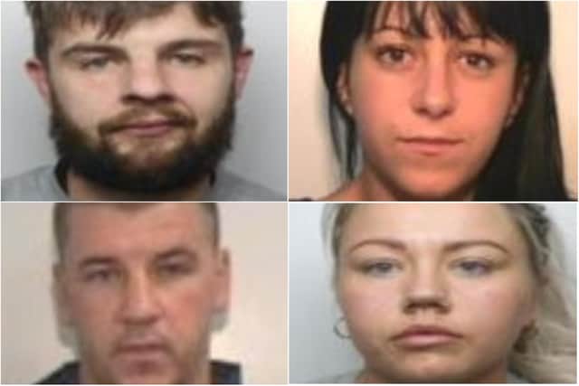 Pictured from left to right: Callum Reilly, Claire Anderson, James Millington, Rio Moran, who were all prosecuted over a conspiracy to supply drugs into HMP Doncaster