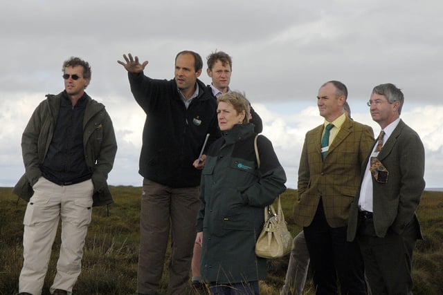 Environment Agency chief executive Barbara Young saw moorland restoration on Snake Summit in the Peak District National Park, with Moors for the Future, National Trust, United Utilities and National Park representatives in 2007