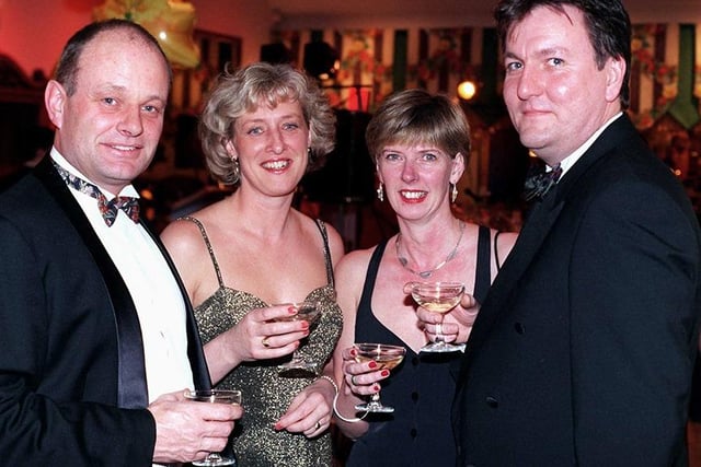 Pictured, left to right: Martin & Jackie Poxon and Sue & Mick Cummings at the Daffodil Ball at the Baldwins Omega, March 1998