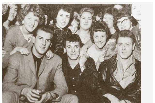 Eddie Cochran (front right) meets fans from The Star’s Teenage Club at Sheffield Gaumont with Gene Vincent (front middle) and Vince Eager (front left)