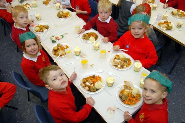 Pupils at Kirkby's Morven Park Primary School enjoyed a free Christmas dinner  back in 2010