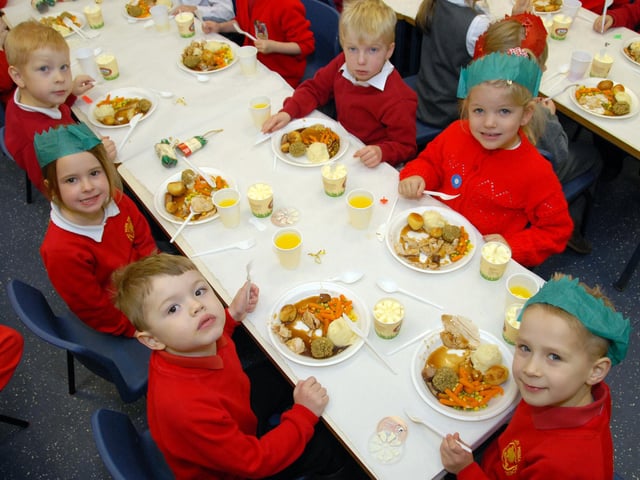 Pupils at Kirkby's Morven Park Primary School enjoyed a free Christmas dinner back in 2010